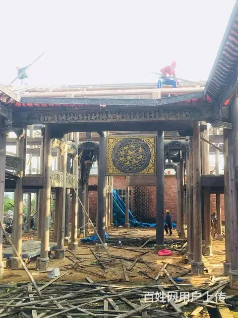 陕西西安中式木门实木花格实木雕花窗 - 图片 1