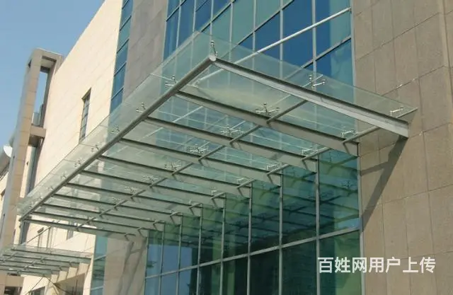 武汉钢结构玻璃雨棚/遮雨棚/钢结构玻璃门头/玻璃篷 - 图片 2