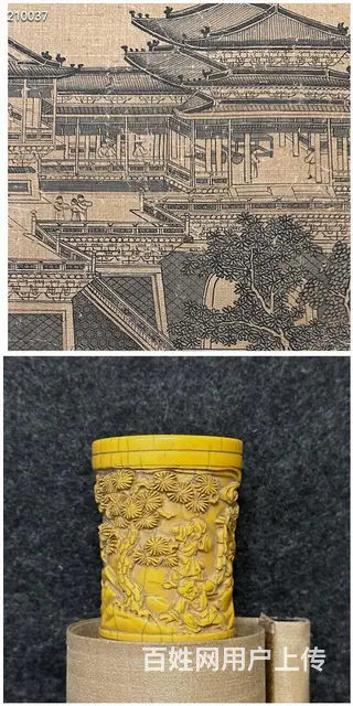 宋代 张择端 绢本 飞阁流图 象牙轴头  画心宽6 - 图片 9