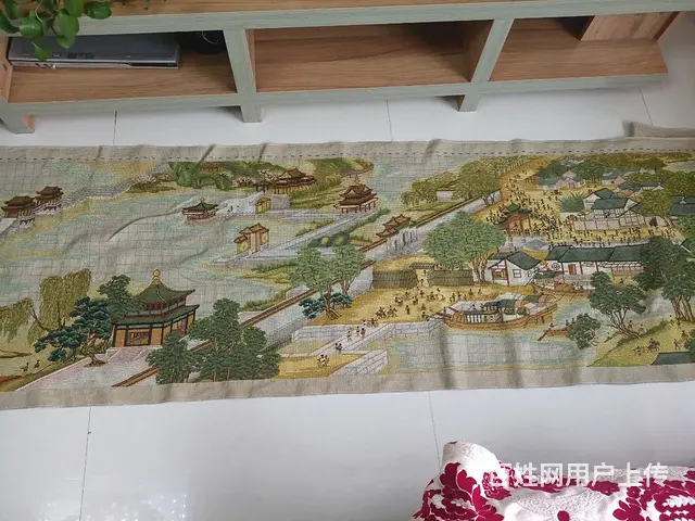 蒙娜丽莎全景清明上河图长22米古绢布纯棉线绣工平 - 图片 4