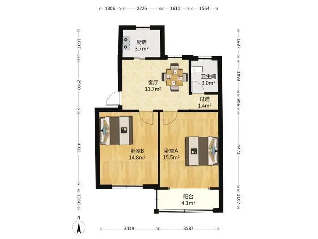 象牙新村 三香路附二院 两房朝南 三楼 家电齐全 押一付一 - 图片 8