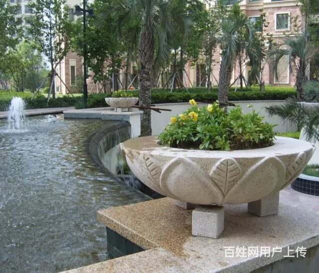 石雕花钵#古建园林装饰摆件 - 图片 1