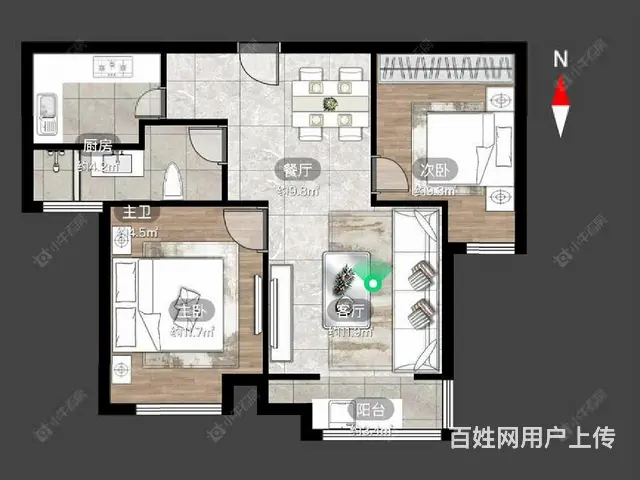 万达旁 锦绣天地两房精装中间楼层，旁边中心公园，交通方便。 - 图片 6