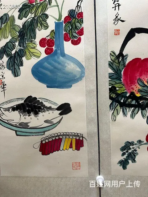齐白石花卉四条屏 画心尺寸34×137×4 - 图片 8