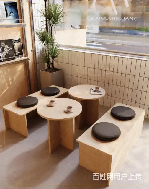 海洋板家具定制桦木纹理桌面餐饮店桌椅来图定制 - 图片 4