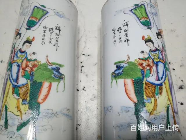 转让冯生祥麒麟送子帽筒一对 - 图片 2