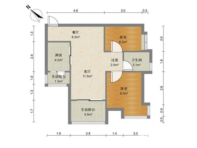 晴朗新地园 2室2厅63m?整租 - 图片 9