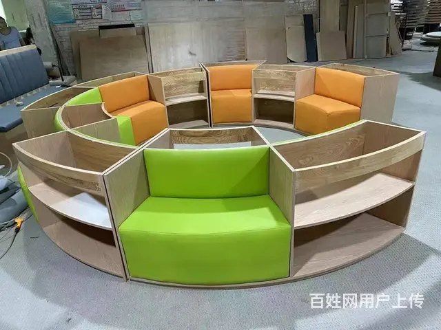 书吧家具定制S型卡座图书馆阅读区家具书吧桌椅组合 - 图片 5