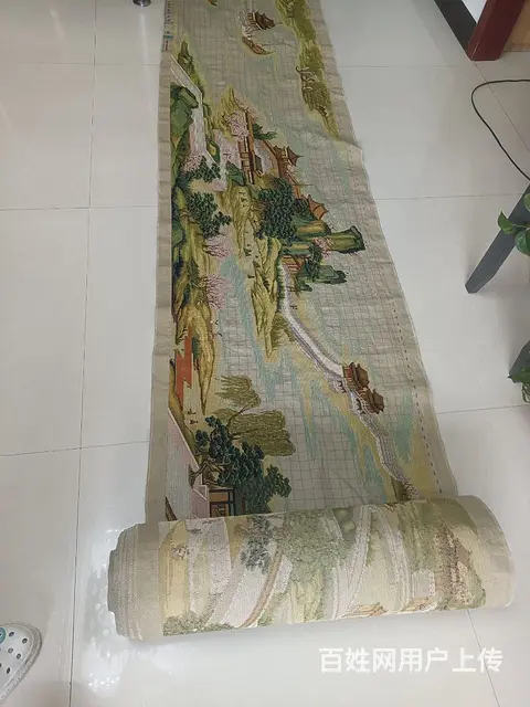 蒙娜丽莎全景清明上河图长22米古绢布纯棉线绣工平 - 图片 5