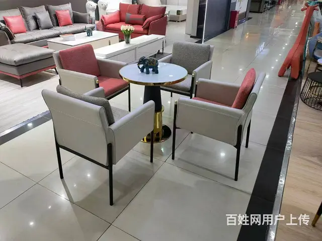 洽谈桌休闲奶茶咖啡一桌四椅接待桌钢架桌员工桌前台 - 图片 4