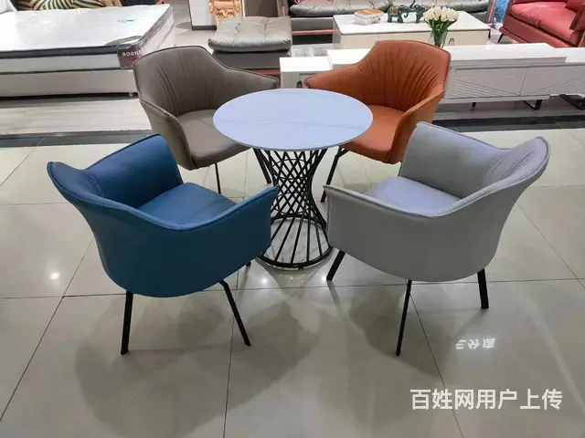 洽谈桌休闲奶茶咖啡一桌四椅接待桌钢架桌员工桌前台 - 图片 3