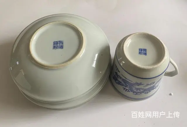 7、8十年代景德镇全套青花瓷双龙戏珠咖啡（茶）杯具 - 图片 4