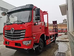 东风国六单桥挖机拖车　平板车多少钱一辆
