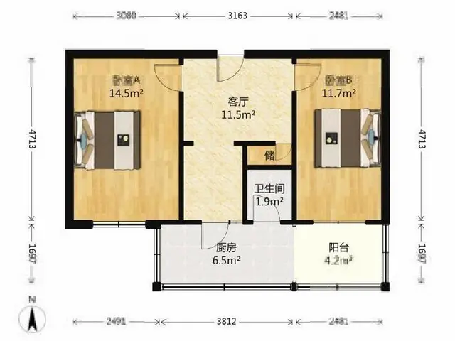 停车费一个月200块 思北 华年屯 两房 采光好华侨海景城旁 - 图片 10