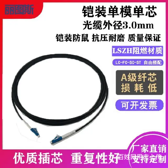 矿用阻燃铠装光纤跳线，丽图斯单模6芯防爆SC-ST阻燃抗拉拽 - 图片 6