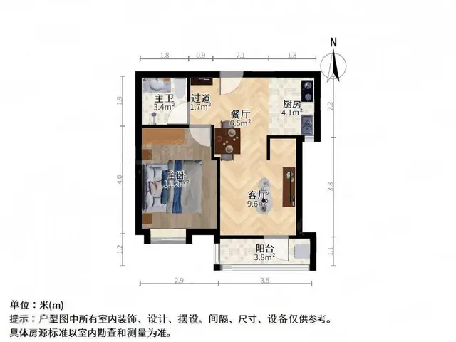 万达广场1室 ·1厅，高楼层，视野开阔，满足人均18平 - 图片 7